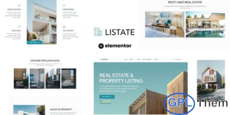 Listate – Real Estate & Property Listing Elementor Template Kit Listate is a modern and professionally designed Elementor Template Kit crafted for creating Real Estate and Property Listing websites with ease. Perfect for real estate agencies, property agents, house builders, home construction companies, and architecture showcases, this kit delivers a clean and dynamic layout that enhances your online presence.