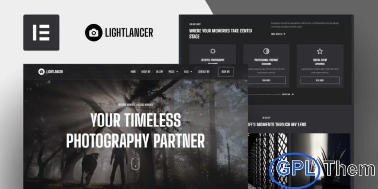 Lightlancer – Photographer Elementor Pro Template Kit Lightlancer is a modern and fully responsive Elementor Pro Template Kit designed specifically for photographers, photo agencies, and freelance photography services. With its clean and professional design, Lightlancer makes it easy to showcase portfolios, highlight projects, and present your creative work in an engaging way. Fully customizable through Elementor, this template requires no coding skills, allowing you to bui