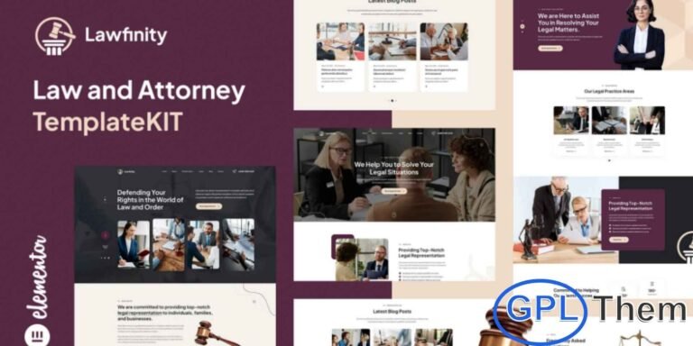 Lawfinity – Law & Attorney Elementor Template Kit Lawfinity is a professionally crafted Elementor Template Kit designed for law firms, attorneys, and legal consultants who want to establish a strong and credible online presence. Featuring a polished, modern, and authoritative design, this template kit provides a complete set of layouts to highlight your legal services with clarity and confidence.