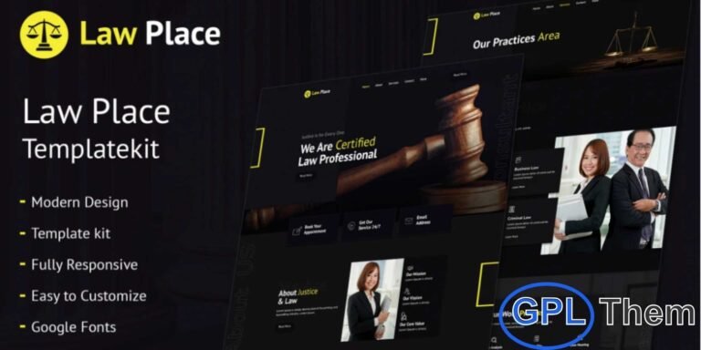 Law Place – Legal & Law Firm Elementor Template Kit Law Place is a professionally designed Elementor Template Kit crafted for legal firms, attorneys, advocates, and consulting professionals looking to build a strong digital presence. With its clean layout and modern styling, it allows you to create a polished website quickly using the Elementor Page Builder—without any coding required.