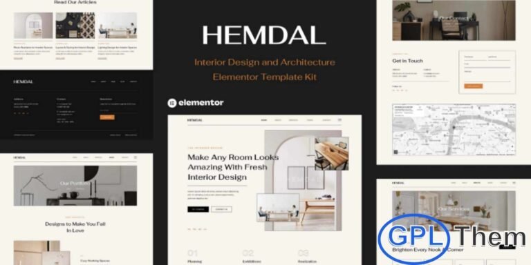 Hemdal – Interior Design & Architecture Elementor Template Kit Hemdal is a beautifully crafted Elementor Template Kit designed for interior designers, architects, exterior designers, furniture studios, residential design firms, and creative architecture businesses. Featuring a clean, modern, and visually appealing layout, Hemdal allows you to build a professional website effortlessly using the Elementor Page Builder—no coding required.