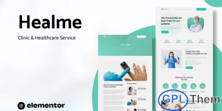 Healme – Clinic & Healthcare Service Elementor Template Kit Healme is a professionally crafted Elementor Template Kit designed for clinics, healthcare centers, medical practices, and wellness service providers. Built to work seamlessly with the Elementor Page Builder, this kit allows you to create a modern, responsive, and user-friendly medical website without any coding knowledge.