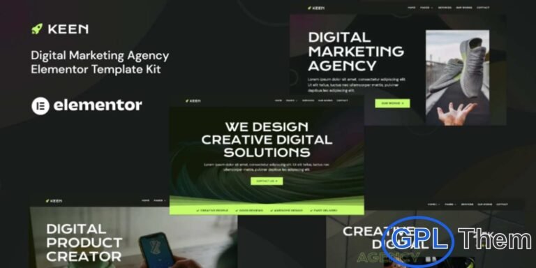 Keen – Dark Digital Marketing Agency Elementor Template Kit Keen is a bold and modern Elementor Template Kit designed to help you build a high-impact website for digital marketing agencies, creative studios, social media agencies, and branding specialists. Featuring a sleek dark design, this kit delivers a professional and contemporary look that instantly elevates your online presence.