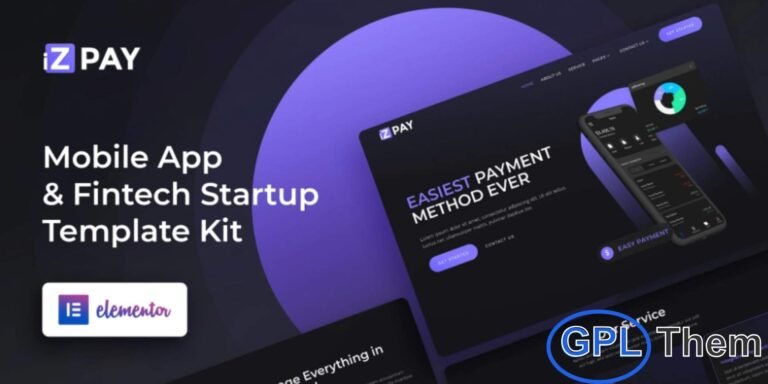 iZPAY – Mobile App & Fintech Startup Elementor Template Kit iZPAY is a sleek and modern Elementor Template Kit designed for fintech startups, mobile apps, SaaS platforms, and software landing pages. Featuring a bold dark-themed design, this kit helps you create a professional and high-impact website with ease using the Elementor Page Builder—no coding required.
