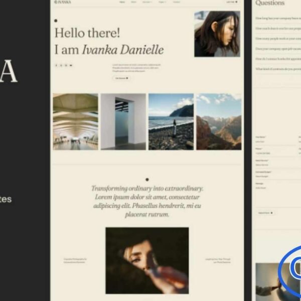 Ivanka – Photography & Portfolio Elementor Template Kit Ivanka is a beautifully crafted Elementor Template Kit designed for photographers, photo studios, creative portfolios, photo bloggers, and photography agencies. This is not a WordPress theme, but a collection of professionally designed templates that help you build a stunning photography website without writing any code.