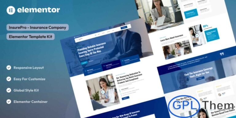 Insure – Insurance Company Elementor Template Kit Insure is a professionally designed Elementor Template Kit built to help you create a clean, modern, and fully responsive insurance website with ease. Designed to work seamlessly with the free version of Elementor, this kit offers a streamlined way to build pages for insurance agencies, financial services, consulting firms, and protection service providers.