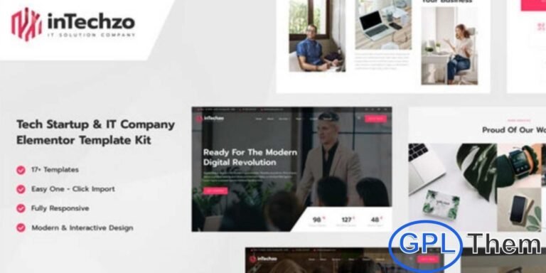 inTechzo – Startup & IT Company Elementor Template Kit inTechzo is a modern and versatile Startup & IT Company Elementor Template Kit crafted for SaaS businesses, software houses, tech startups, IT professionals, mobile app developers, and a wide range of digital service companies. Designed with pixel-perfect precision, this kit offers a clean, professional, and fully responsive layout that adapts seamlessly across all devices.