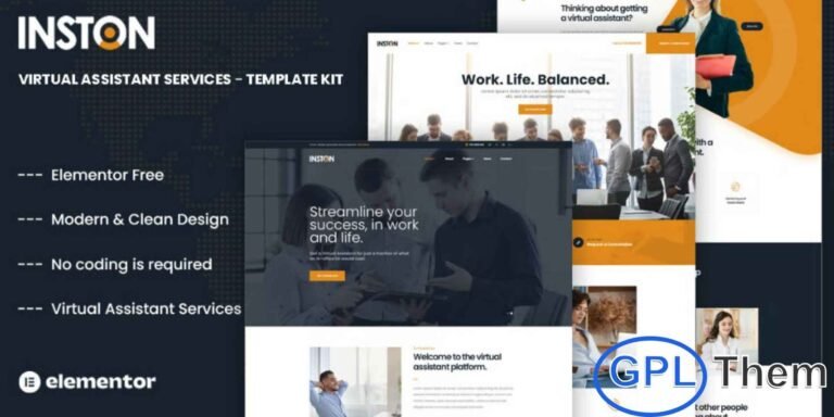Inston – Virtual Assistant Services Elementor Template Kit Inston is a professional and easy-to-use Virtual Assistant Services Elementor Template Kit designed for personal assistants, administrative support providers, remote office helpers, and business service professionals. Built specifically for the Elementor Page Builder, this kit allows you to create a polished and fully functional website in minutes—without writing a single line of code.