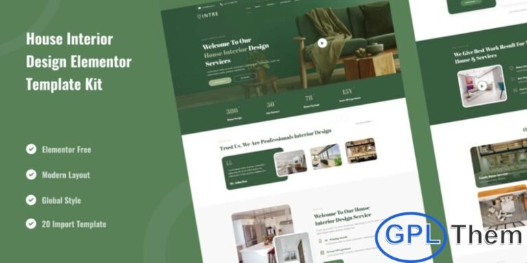 Intre – House Interior Design Service Elementor Template Kit Intre is a stylish and modern House Interior Design Service Elementor Template Kit crafted to help interior designers and home décor professionals build a clean, elegant, and visually appealing website.