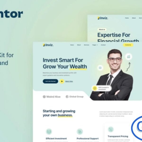 Inviz – Business Consulting & Investment Elementor Template Kit Inviz is a sleek and modern Elementor Template Kit designed for businesses in consulting, investment, finance, management, and startup sectors looking to build a highly professional online presence. With its clean aesthetics and unique layout structure, Inviz helps you present your services, expertise, and business solutions with clarity and impact.