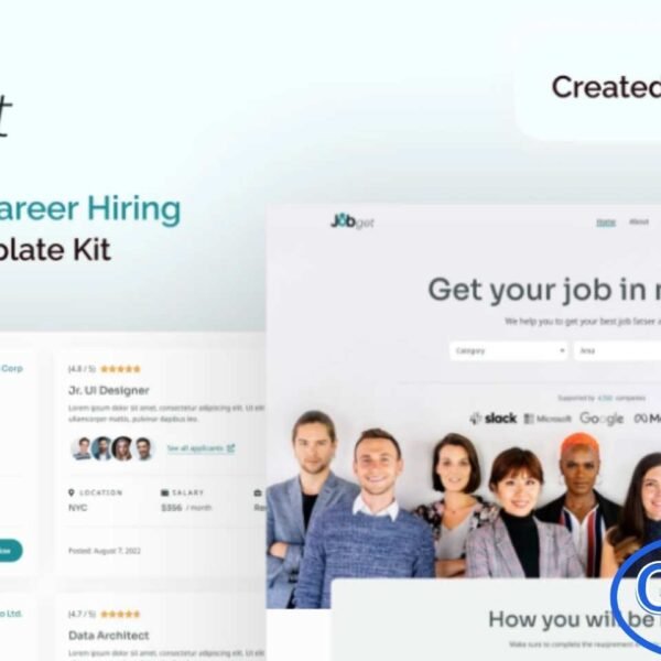 Jobget – Job Board & Career Hiring Elementor Template Kit Jobget is a modern and fully responsive Elementor Template Kit designed to help you build a professional job board or career hiring website quickly and easily. Perfect for recruitment agencies, job portals, and HR platforms, this kit allows businesses to connect with top talent efficiently.