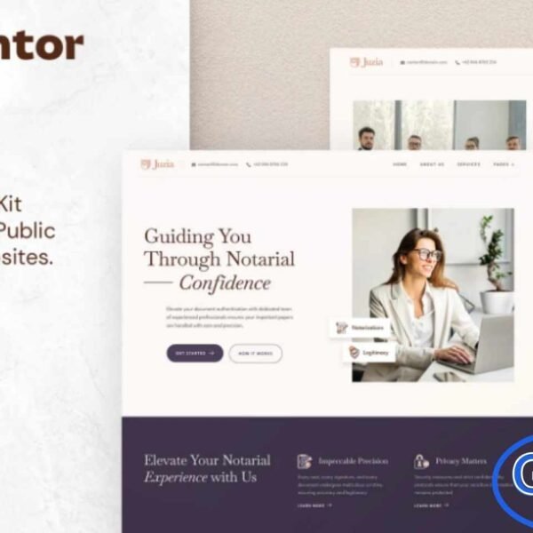Juzia – Notary Public & Legal Services Elementor Template Kit Juzia is a sleek and professional Elementor Template Kit designed for notary public services, law firms, attorneys, and legal consultants. Featuring a clean and modern layout, this kit ensures your legal services are presented with credibility and clarity. Fully responsive and optimized for all devices, Juzia allows you to build a polished website that showcases services, team members, and client testimonials effortlessly.