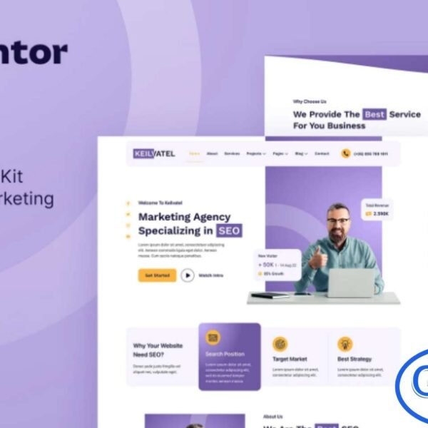 Keilvatel – SEO & Digital Marketing Agency Elementor Template Kit Keilvatel is a sleek and modern Elementor Template Kit designed for SEO agencies, digital marketing firms, social media marketing companies, and related online service businesses. With its clean and professional design, Keilvatel allows you to showcase services, case studies, client testimonials, and marketing expertise effectively.