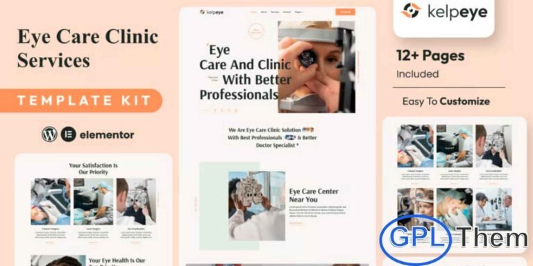 Kelpeye – Optometrist & Eye Care Elementor Template Kit Kelpeye is a modern and professional Elementor Template Kit designed for eye care clinics, optometrists, and vision specialists. Featuring a clean, intuitive, and visually appealing layout, Kelpeye helps you showcase services, introduce your team, and highlight patient testimonials effectively.