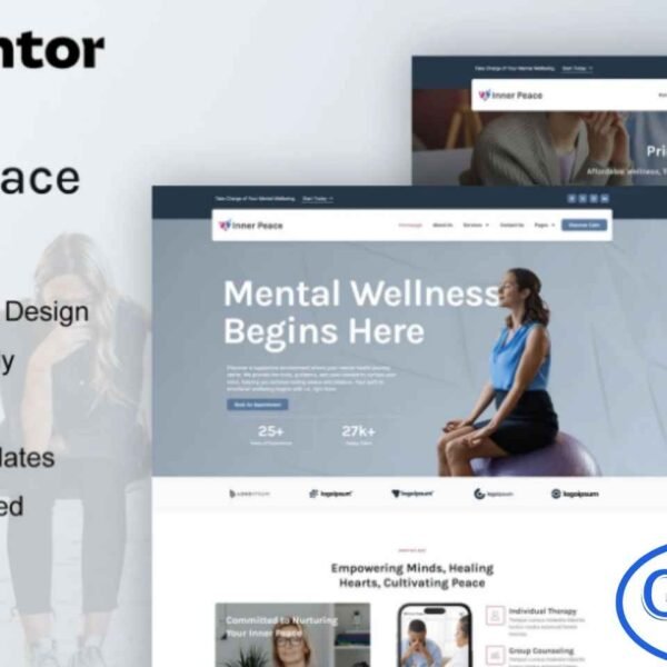 InnerPeace – Mental Health Care Elementor Template Kit InnerPeace is a modern and professional Elementor Pro Template Kit designed for mental health care providers, therapists, counselors, and life coaches. With 12+ pre-built templates featuring clean, modern layouts, InnerPeace allows you to showcase services such as individual therapy, family counseling, online psychological consultations, and mental health clinics effectively.