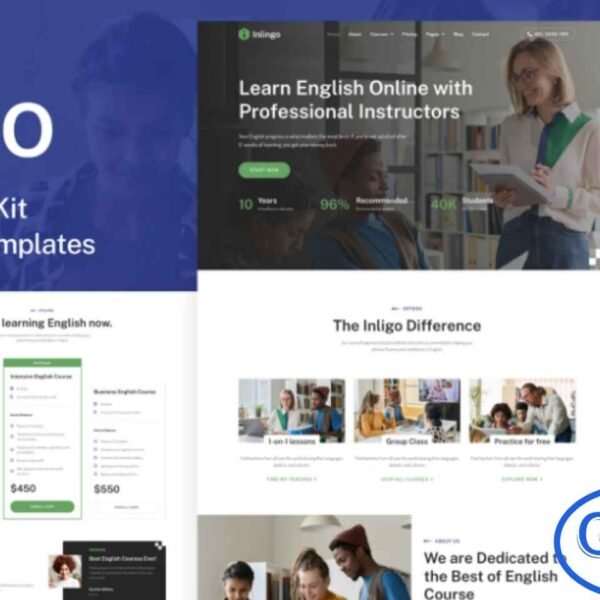 Inlingo – Professional English Course Elementor Template Kit Inlingo is a modern and professional Elementor Template Kit designed for English courses, language schools, and online language learning programs. With 18 expertly crafted templates and a fully responsive layout, Inlingo allows you to showcase courses, class schedules, instructor profiles, and student testimonials effectively.