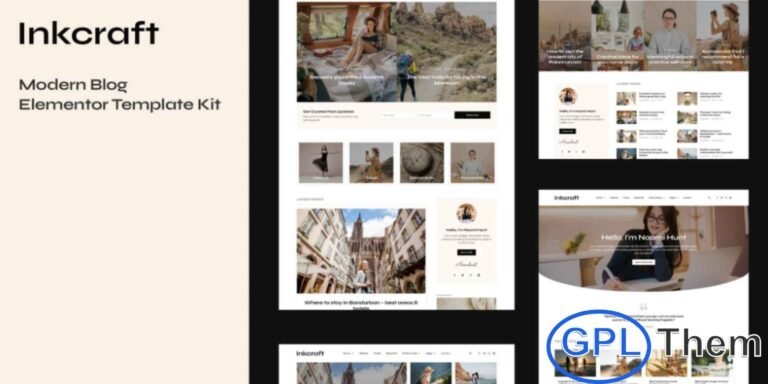 Inkcraft – Modern Blog & Magazine Elementor Pro Template Kit Inkcraft is a modern and versatile Elementor Pro Template Kit designed for bloggers, content creators, authors, publishers, and creative professionals. Featuring 55+ ready-to-use templates and blocks, Inkcraft allows you to create stylish blogs, online magazines, and content-rich websites with ease.
