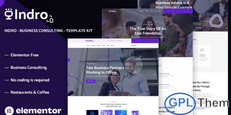 Indro – Business Consulting Elementor Template Kit Indro is a sleek, modern, and highly professional Elementor Template Kit tailored for consulting and corporate service websites. Designed for business consultants, financial advisors, insurance brokers, accountants, law firms, and corporate agencies, this kit delivers a polished and feature-rich online presence.
