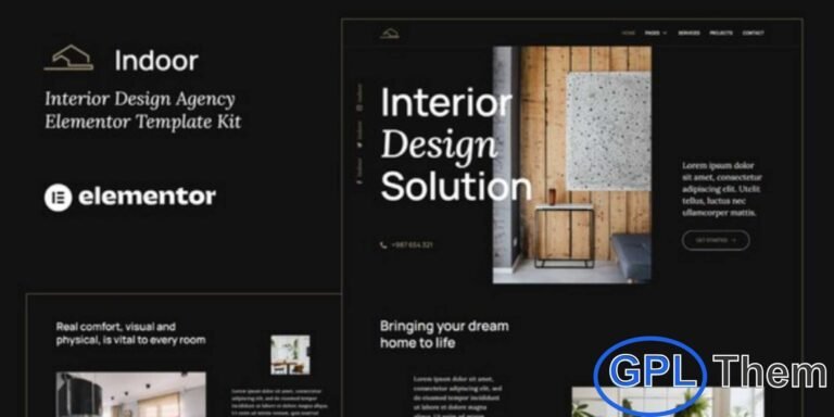 Indoor – Dark Interior Design & Architecture Agency Elementor Template Kit Indoor is a premium, dark-themed Elementor Template Kit crafted for Interior Design studios, Architecture Agencies, and modern Furniture service businesses. With its sleek, contemporary aesthetic, this kit helps you build a visually striking website that stands out from the crowd. Designed to work seamlessly with the Elementor Page Builder, Indoor lets you customize every detail effortlessly—no coding required.