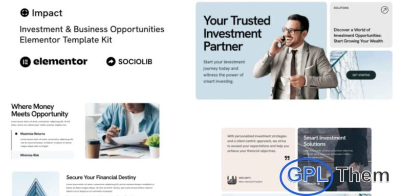 Impact – Investment & Business Opportunities Elementor Template Kit Impact is a modern and professional Elementor Template Kit designed to help you build a high-performing website for investment firms and business opportunity platforms. Perfect for industries such as finance, consulting, asset management, capital funding, and corporate ventures, this kit delivers clean layouts and a polished design that enhances credibility and user engagement.