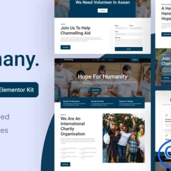Humany – Charity Elementor Pro Template Kit Humany is a professionally crafted Elementor Pro Template Kit designed specifically for charity, nonprofit, fundraising, and donation websites. With its clean, modern design and thoughtfully arranged layouts, this kit helps you create a meaningful and impactful online presence with ease.