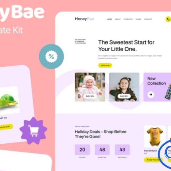 HoneyBae – Baby Shop Ecommerce Elementor Pro Template Kit HoneyBae is a modern and adorable Elementor Pro Template Kit designed specifically for baby and children’s product stores. This kit helps you create a charming, professional, and user-friendly online store effortlessly using the Elementor Page Builder.