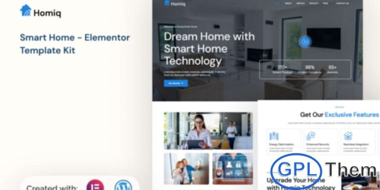 Homiq – Smart Home Elementor Template Kit Homiq is a modern and professional Elementor Template Kit crafted for smart home technology providers, home automation experts, and tech enthusiasts. With a clean and sleek design, this kit makes it easy to create a fully functional, visually appealing website using WordPress and Elementor—without any coding knowledge.