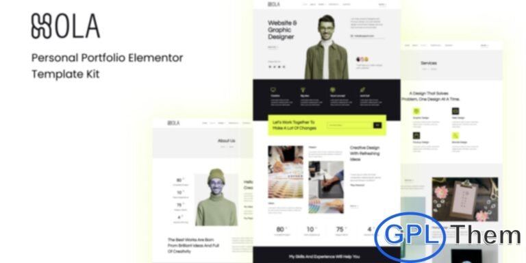 Hola – Personal Portfolio Elementor Template Kit Hola is a sleek and modern Elementor Template Kit designed for professionals, freelancers, agencies, studios, and anyone looking to showcase their portfolio, CV, or services online. With its clean and minimalist design, Hola provides a professional platform to highlight projects, skills, and achievements effectively.