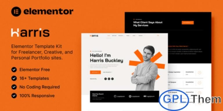 Harris – Creative & Personal Portfolio Elementor Template Kit Harris is a sleek and modern Elementor Template Kit designed to help creatives build a professional online presence. Perfect for personal portfolios, designers, freelancers, photographers, creative agencies, and online resumes or CVs, Harris offers a clean and stylish layout to showcase your work, skills, and achievements.