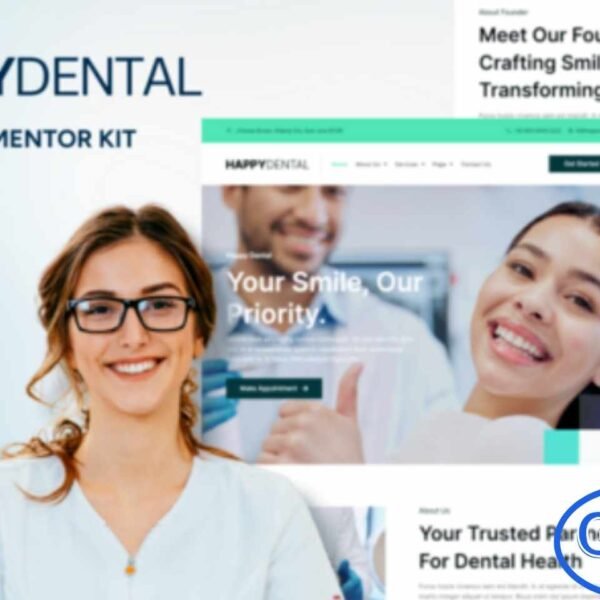 Happy Dental – Dental Care Service Elementor Template Kit Happy Dental is a modern and fully responsive Elementor Template Kit designed specifically for dentists, dental clinics, and dental labs. This kit provides a professional and visually appealing solution to create a WordPress website effortlessly using Elementor.