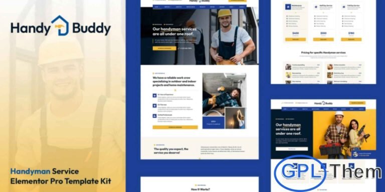 Handy Buddy – Handyman Services Elementor Pro Template Kit Handy Buddy is a professional and versatile Elementor Pro Template Kit designed specifically for handyman service businesses. Perfect for plumbers, electricians, roofers, home renovation specialists, and general maintenance providers, this template kit offers everything you need to create a functional and visually appealing website.