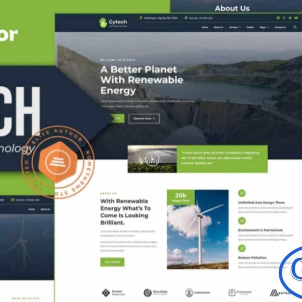 Gytech – Green Energy & Technology Elementor Pro Template Kit Gytech is a modern and professional Elementor Pro Template Kit designed for businesses in green energy, technology, and industrial sectors. With 14+ pre-built templates, Gytech offers a fully responsive, clean, and customizable design to showcase your services, projects, and innovations effectively.