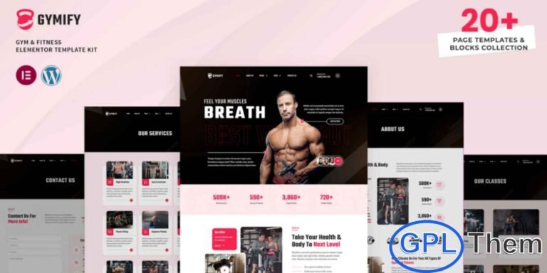 Gymify – Gym & Fitness Elementor Pro Template Kit Gymify is a modern and fully responsive Elementor Pro Template Kit designed to create professional websites for gyms, fitness centers, personal trainers, martial arts studios, bodybuilding, workout programs, and all other fitness-related businesses. With a clean, versatile design, Gymify allows you to showcase your services, classes, trainers, and schedules effectively—all without writing a single line of code.