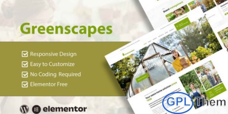 GreenScapes – Garden & Landscape Service Elementor Template Kit GreenScapes is a modern and professional Elementor Template Kit designed specifically for garden, landscaping, and nature-focused service websites. Featuring a clean, simple, and visually appealing layout, this kit helps you build a stunning online presence with ease.