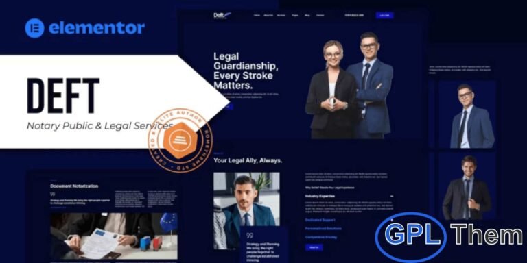 Deft – Notary Public & Legal Services Elementor Template Kit Deft is a professional and modern Elementor Template Kit designed specifically for Notary Public and Legal Services websites on WordPress. It helps notaries, legal consultants, law offices, and documentation service providers create a trustworthy and polished online presence with ease.