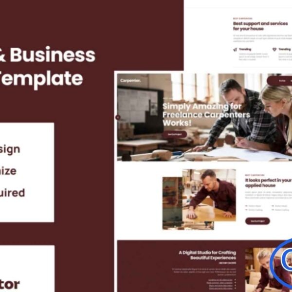 Carpenter – Business Elementor Pro Template Kit Carpenter is a professional Elementor Pro Template Kit designed to help you quickly build a modern business website using the Elementor Page Builder for WordPress. Ideal for carpentry businesses, woodworking services, and craftsmanship-related companies, this template kit provides a clean and functional design to showcase your services, team, and projects.