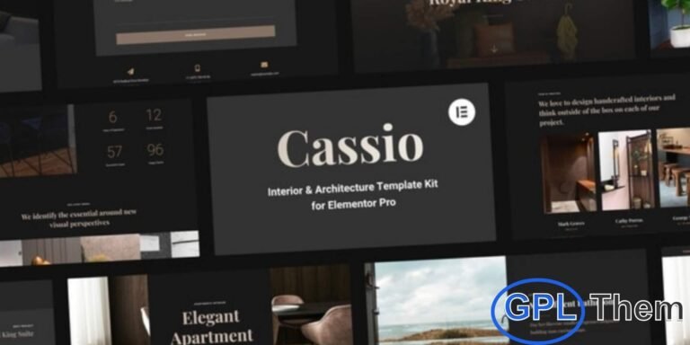 Cassio – Interior & Architecture Elementor Pro Template Kit Cassio is a premium Elementor Pro Template Kit designed for interior design agencies, architects, home décor experts, and landscape designers. Perfect for showcasing your projects, portfolios, and creative services, Cassio combines sleek, modern aesthetics with professional functionality to elevate your online presence.