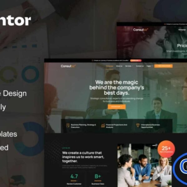 ConsulBiz – Business Consultant Elementor Template Kit ConsulBiz is a modern and professional Elementor Template Kit designed for business consultant websites. Perfect for business coaches, mentors, trainers, speakers, consultants, online courses, therapists, and corporate training services, this kit makes building a polished online presence quick and easy.