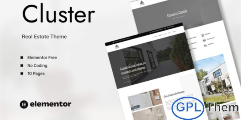 Cluster – Real Estate Elementor Template Kit Cluster is a professional and modern Elementor Template Kit designed to help you create stunning real estate websites quickly and effortlessly. Perfect for real estate agencies, property listings, brokers, and real estate consultants, this kit allows you to build a fully functional website using the Elementor Page Builder without any coding.