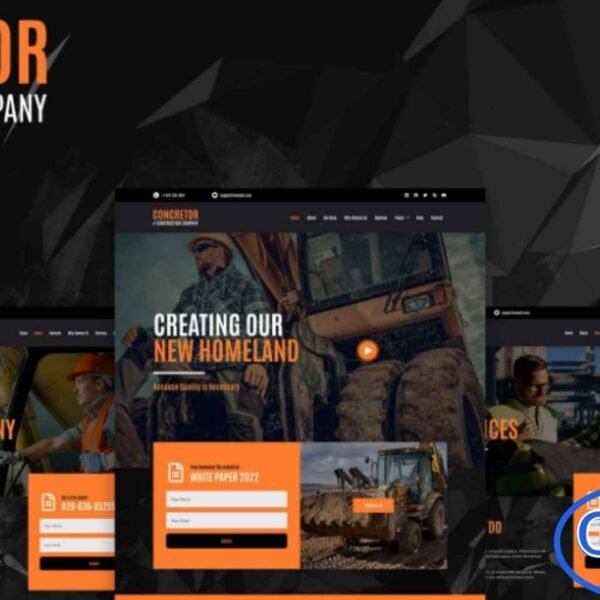 Concretor – Real Estate & Construction Elementor Template Kit Concretor is a modern, dark-style Elementor Template Kit designed specifically for real estate, construction, and property development businesses. This template kit delivers a bold and professional visual identity, helping you showcase projects, properties, and services with confidence.