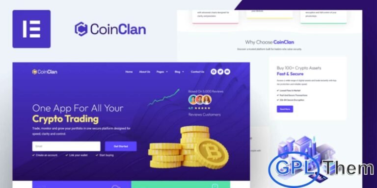 CoinClan – Cryptocurrency Elementor Pro Template Kit CoinClan is a powerful and modern Cryptocurrency Elementor Pro Template Kit designed for crypto businesses, blockchain startups, and investment platforms. This template kit is ideal for cryptocurrency trading, Bitcoin projects, blockchain services, finance companies, and crypto investors.