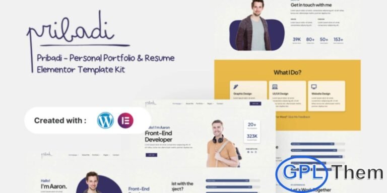 Pribadi – Personal Portfolio & Resume Elementor Template Kit Pribadi is a modern and fully-featured Elementor Template Kit designed to help you create a professional personal portfolio or resume website. Perfect for freelancers, designers, developers, and creative professionals, this kit allows you to showcase your work, skills, and achievements with a clean and unique design.