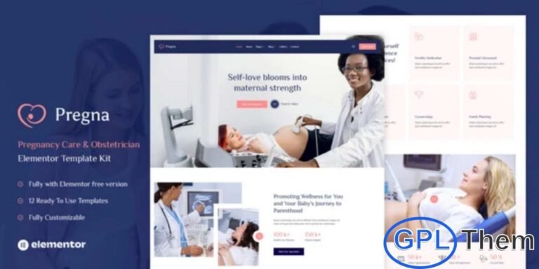 Pregna – Prenatal Care & Obstetrician Elementor Template Kit Pregna is a modern and professionally crafted Elementor Template Kit designed for pregnancy care clinics, maternity centers, obstetricians, and other healthcare services. Featuring a stylish, clean, and fully responsive design, Pregna ensures your website looks flawless on desktops, tablets, and mobile devices.