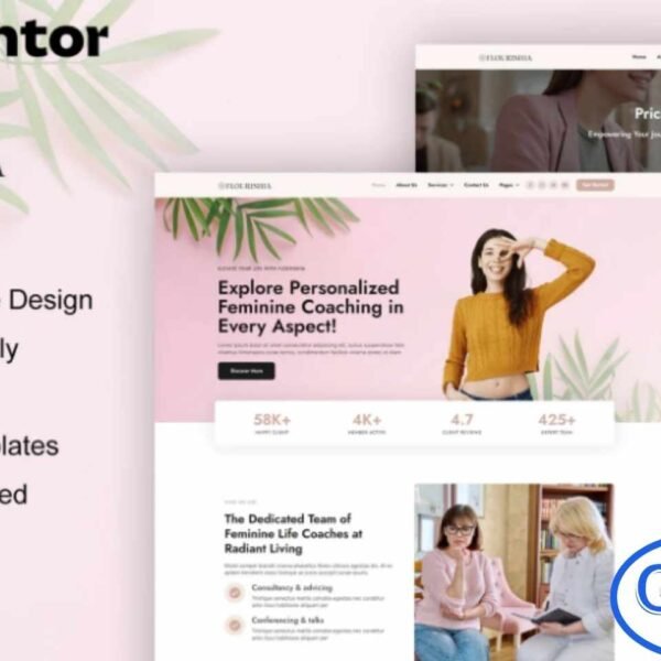 Flourishia – Feminine Business Coaching Elementor Pro Template Kit Flourishia is a beautifully crafted Elementor Pro Template Kit designed for feminine business coaching and women-focused professional services. Perfect for agencies supporting women entrepreneurs in fields like interior design, creative studios, digital products, fashion, wellness, beauty, and personal development, this kit delivers a polished and empowering online presence.