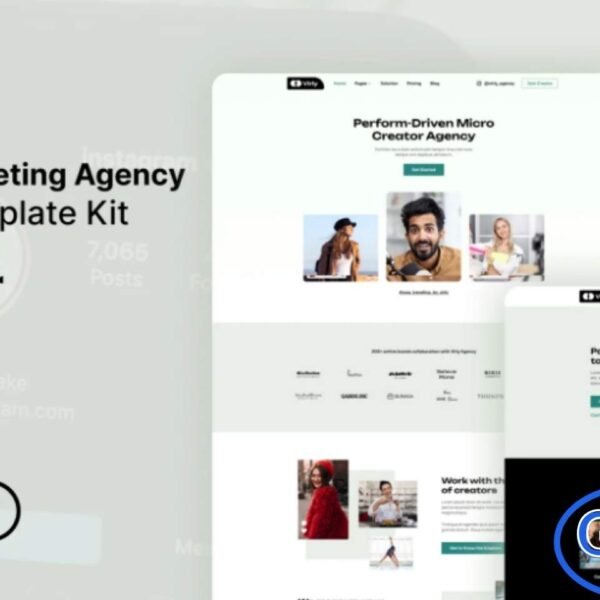 Virly – Influencer Marketing Agency Elementor Template Kit Virly is a modern and fully responsive Elementor Template Kit designed for Influencer Marketing Agencies and social media-focused businesses. With a clean, customizable layout, this kit is perfect for agencies, content creator studios, social media marketing specialists, ad promotion services, and related businesses.