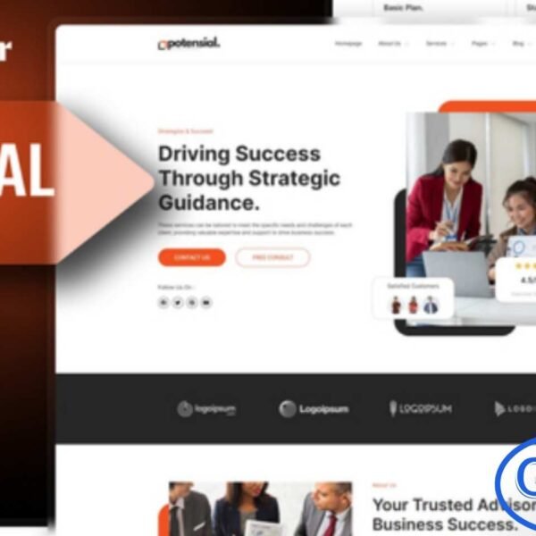 Potensial – Business Consulting Elementor Template Kit Potensial is a modern and professionally designed Elementor Template Kit tailored for business consulting websites. Perfect for corporate firms, finance advisors, marketing agencies, and online business courses, this kit provides a complete set of templates to help grow your business online. With a clean, unique, and fully responsive design, Potensial ensures your website looks professional on all devices.
