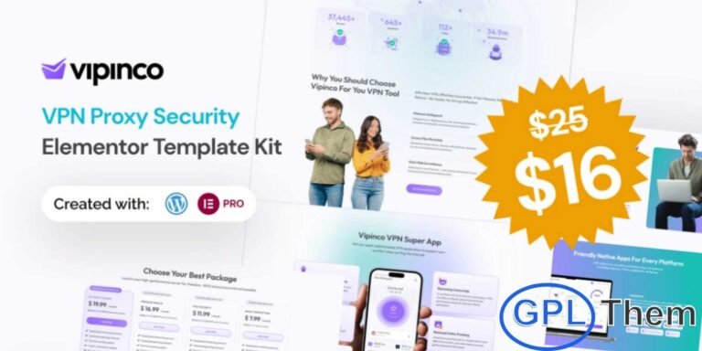 Vipinco – VPN & Proxy Security Elementor Pro Template Kit Vipinco is a professional Elementor Pro Template Kit designed for VPN, proxy, and online security service websites. With a modern and fully responsive layout, this kit makes it easy to showcase your cybersecurity services, features, and solutions.