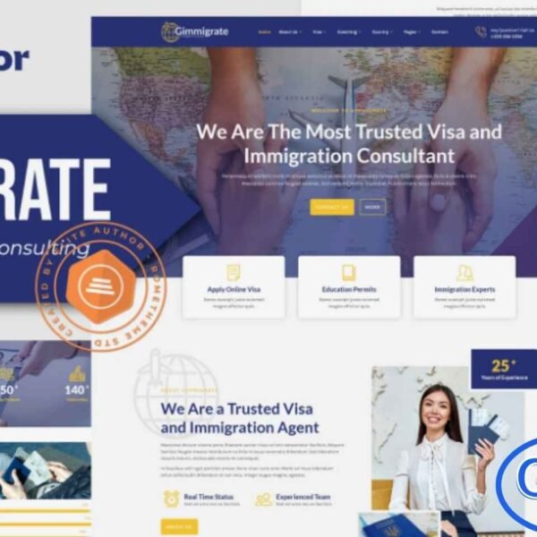 Gimmigrate – Immigration & Visa Consulting Elementor Template Kit Gimmigrate is a modern and professional Elementor Template Kit designed specifically for Immigration and Visa Consulting websites. Perfect for immigration consultants, visa agencies, and immigration bureaus, this kit provides all the essential layouts to build a credible and engaging online presence.