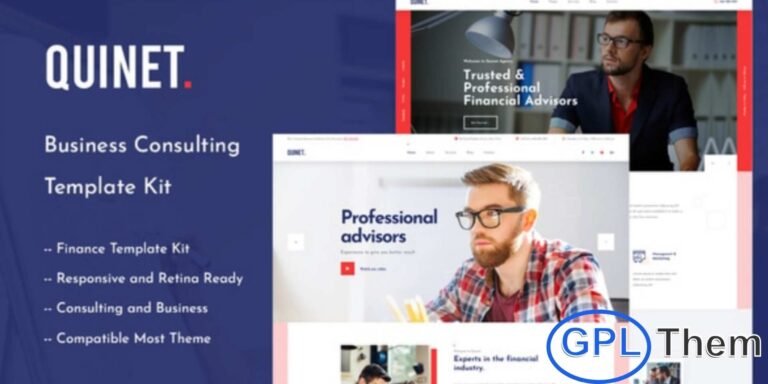 Quinet – Business Consulting Elementor Template Kit Quinet is a professional Elementor Template Kit designed for business coaching, consulting services, and finance-related websites. Ideal for consultants, financial advisors, accountants, insurance brokers, corporate firms, and digital agencies, Quinet combines a clean, modern design with flexibility and ease of use.
