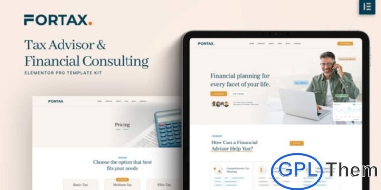 Fortax – Tax Advisor & Financial Consulting Elementor Template Kit Fortax is a modern and professional Elementor Template Kit designed for tax advisors, financial consultants, and businesses offering tax planning, tax preparation, or financial planning services. With its clean, simple, and visually appealing design, Fortax helps you present your services in a trustworthy and professional manner.